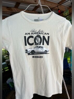 Ford Cream Shelby 'An American Icon' Graphic Crop Top mustang sportscar